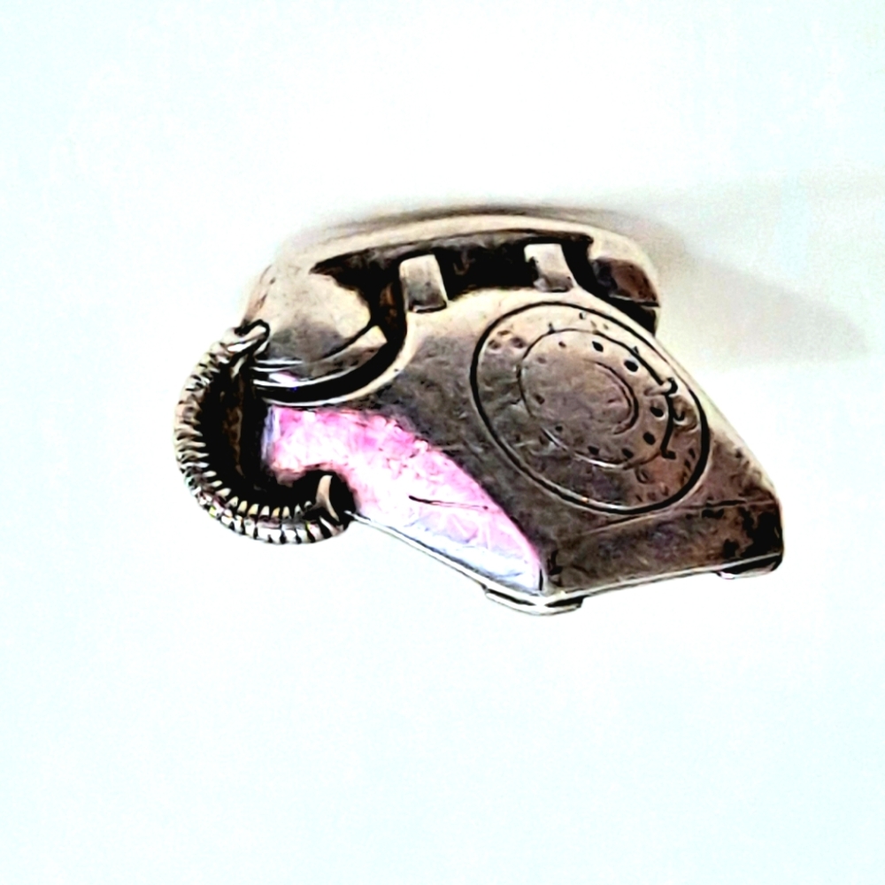 Vintage TELEPHONE pin/brooch stamped H Sterling on the back. Pre-owned